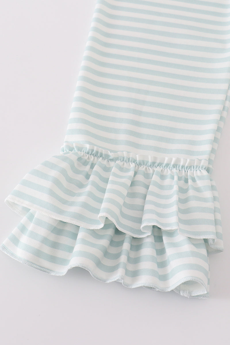 Pink noah's ark embroidery stripe girl set