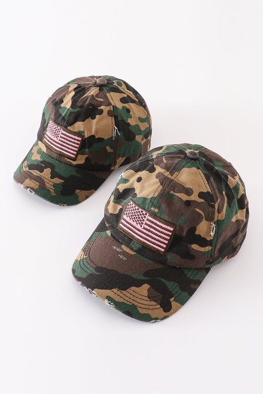 Camouflage flag vintage baseball cap mom & me