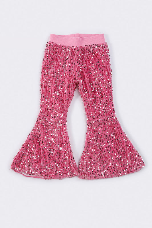 Pink sequin bell pants