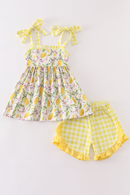 Yellow lemon ruffle set