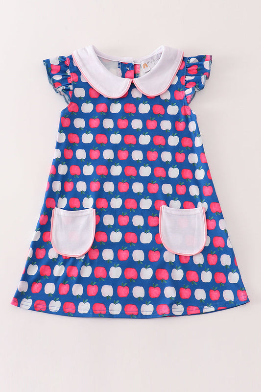 Apple print pocket dress