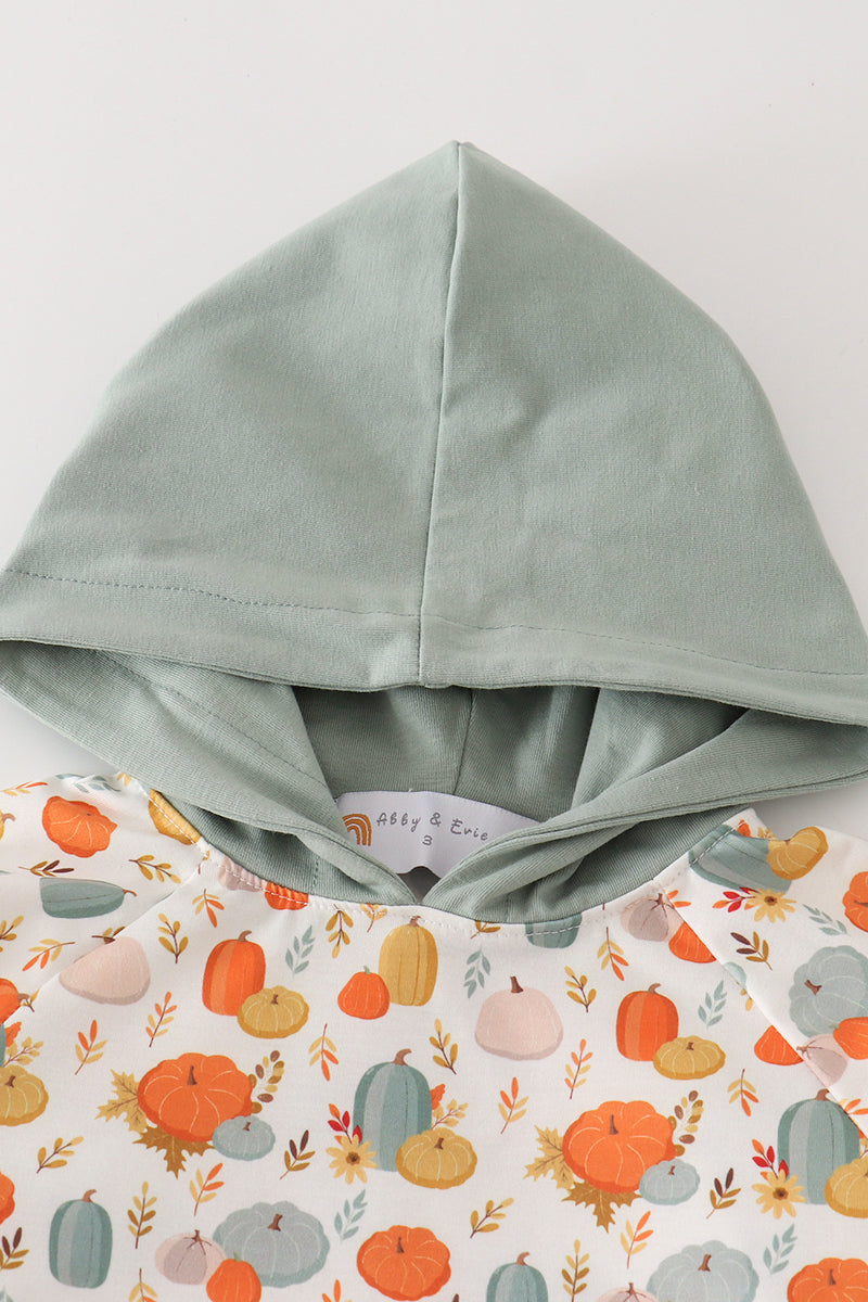 Green pumpkin boy hoodie set