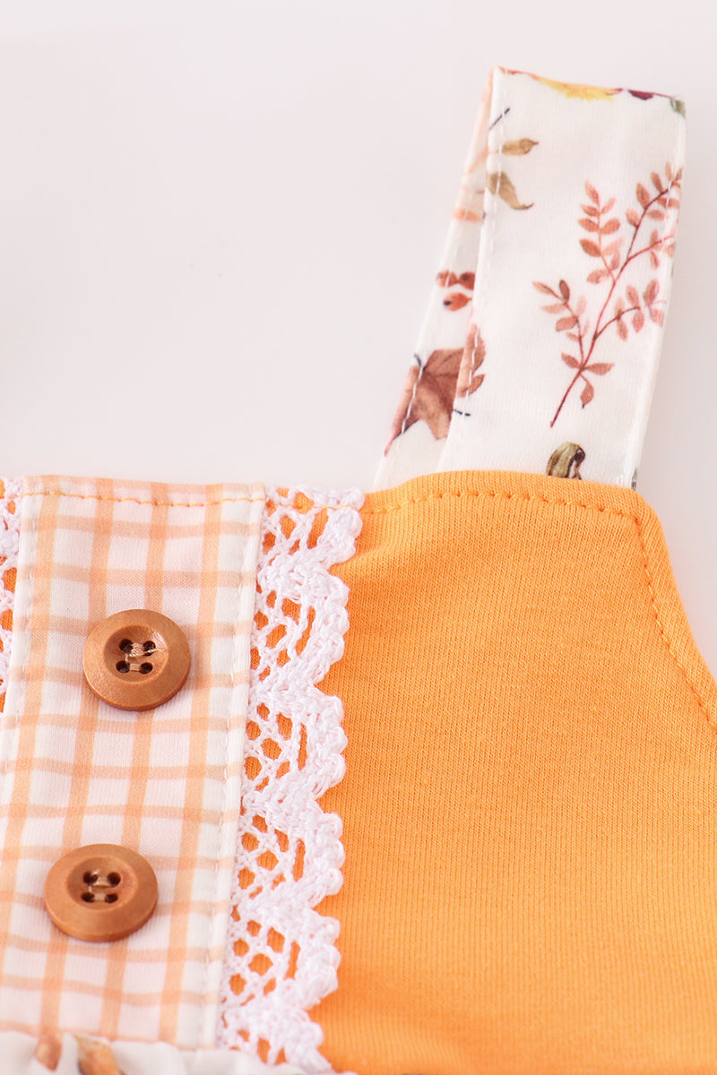 Orange pumpkin leopard ruffle bubble