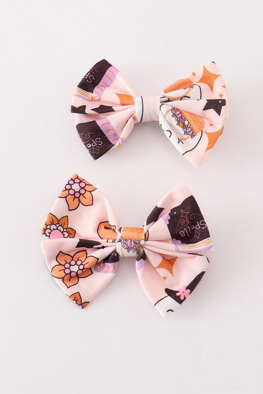 Happy halloween piggie hair bow