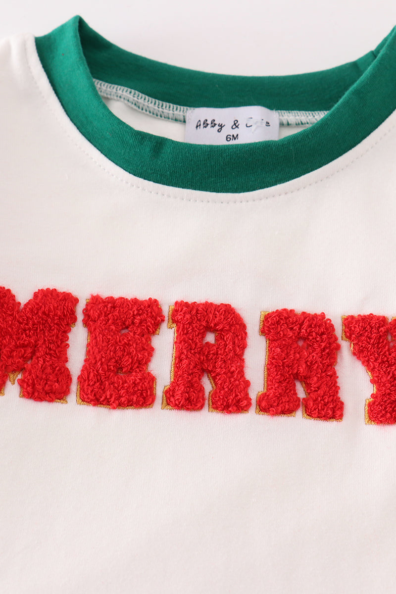 Red merry christmas french knot bubble