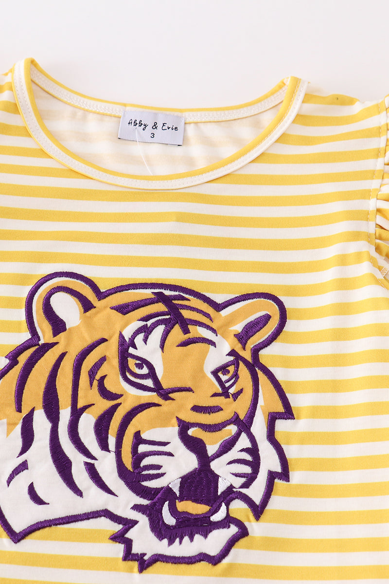 Yellow tiger applique LSU girl set