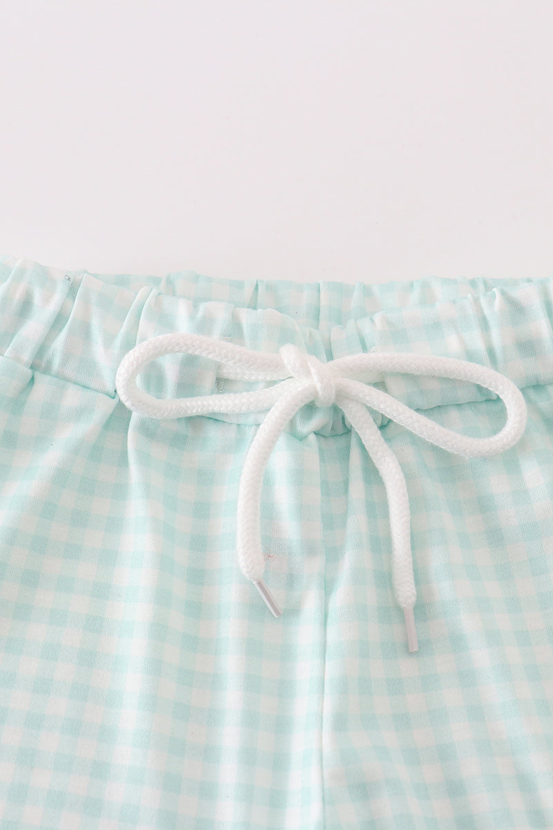 Sage gingham boy shorts set