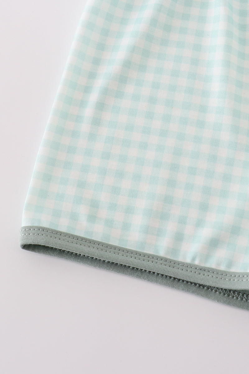 Sage gingham boy shorts set