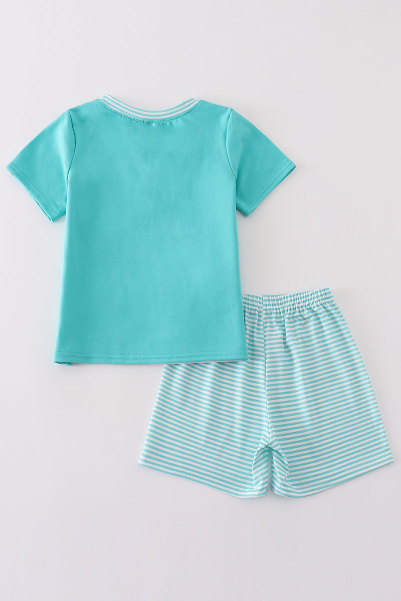 Mint stripe boy set