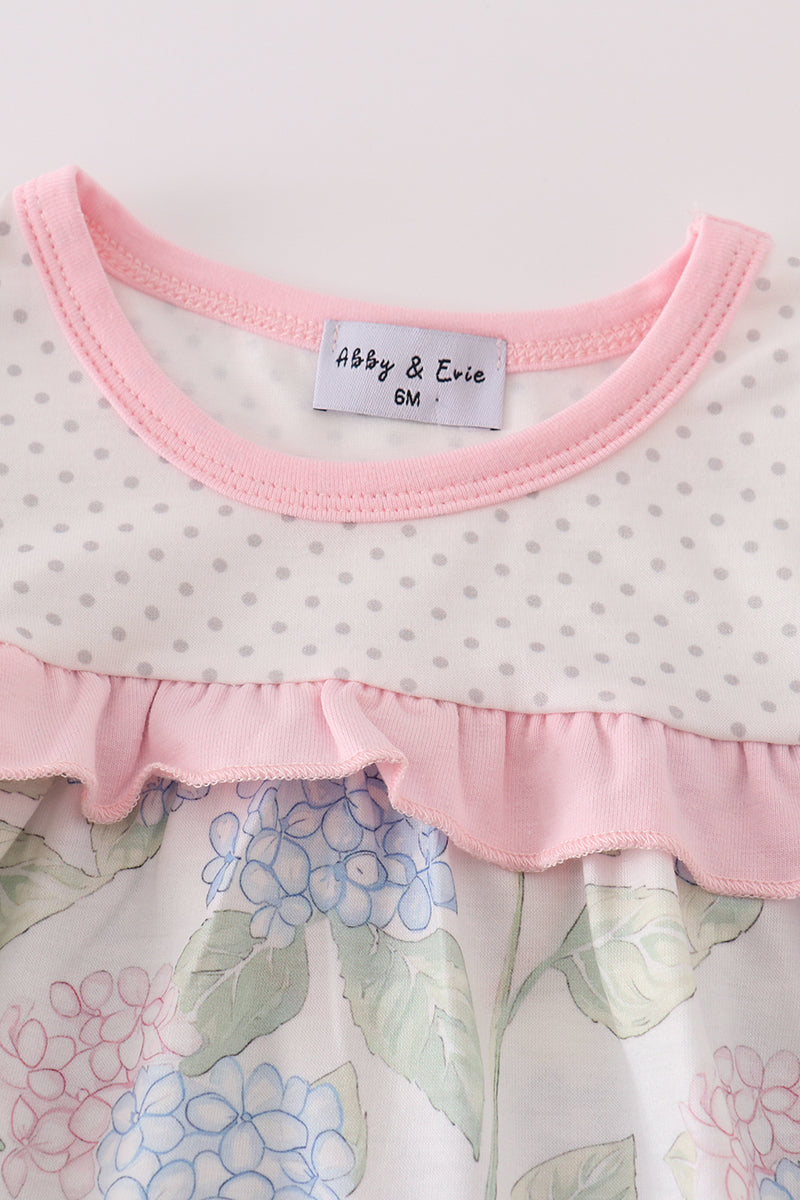 Pink Blossom Serenity print ruffle bubble