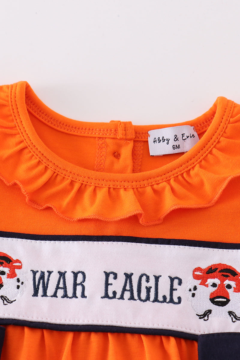 Navy orange war eagle embroidery girl bubble