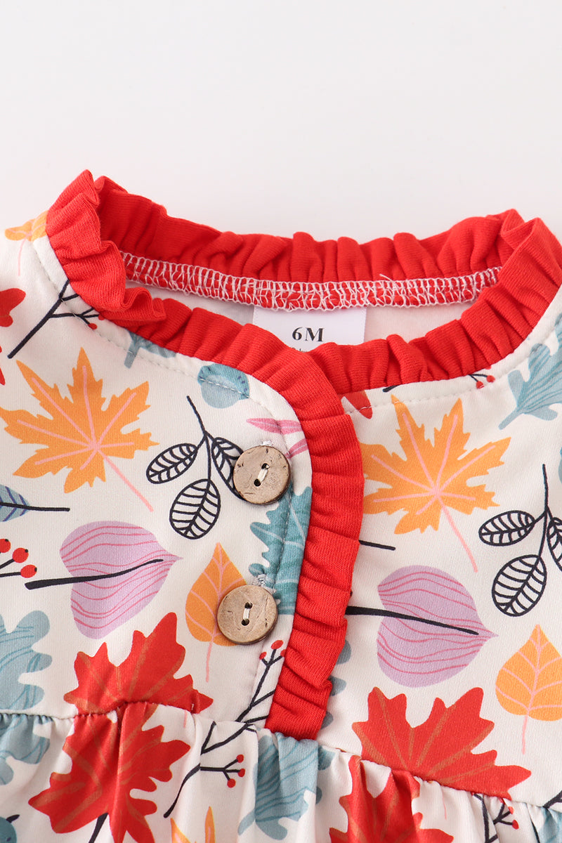 Red floral print baby gown